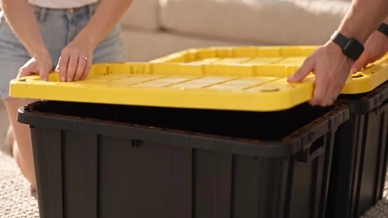 You pack and move: Snap the lids on, stack, and load your truck or car.